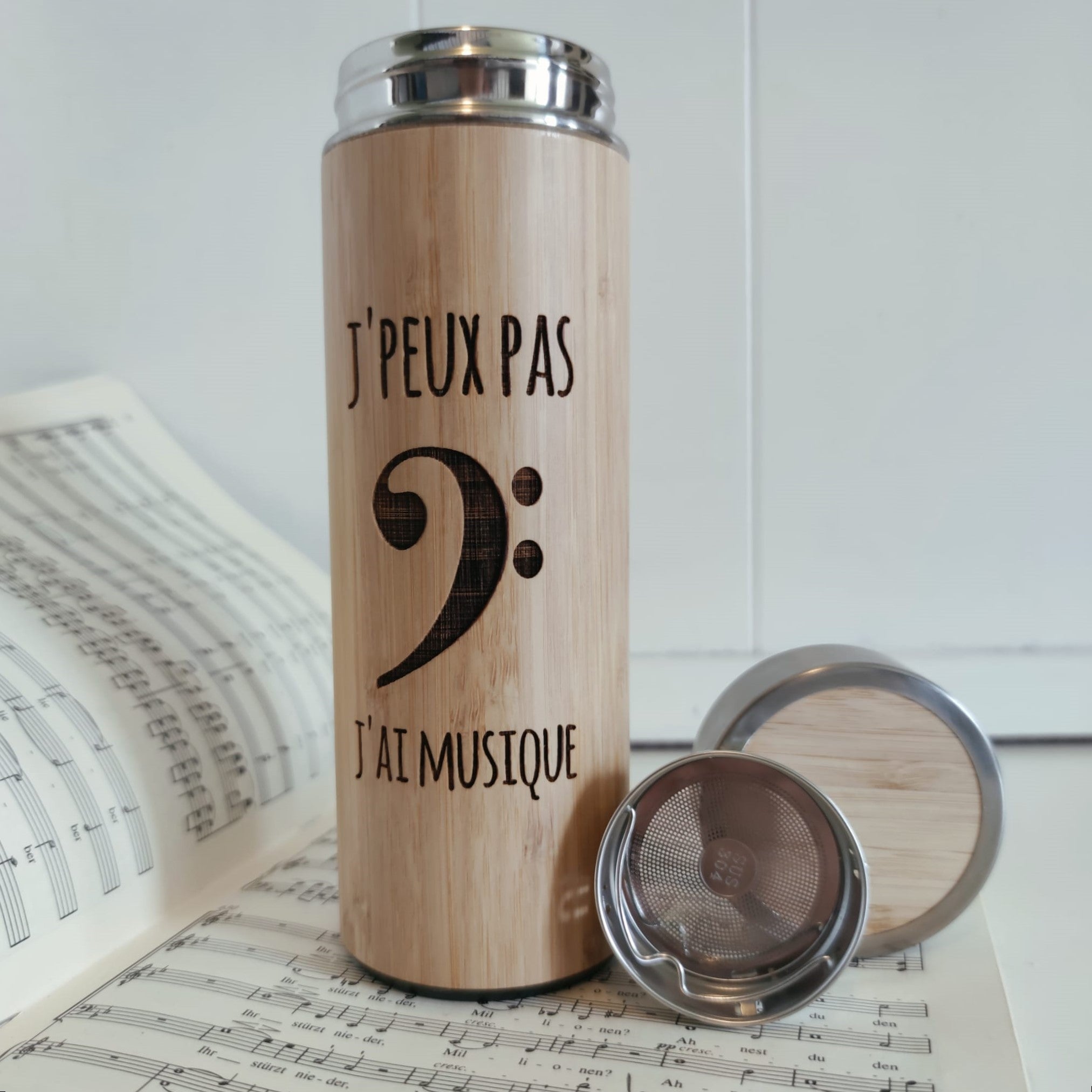 J'peux pas J'ai Musique – Bouteille thermos en bambou